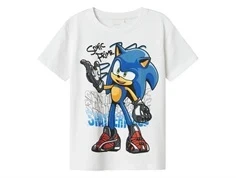 Hvid t-shirt med print af Sonic-figur fra Name It 13243274 bright white